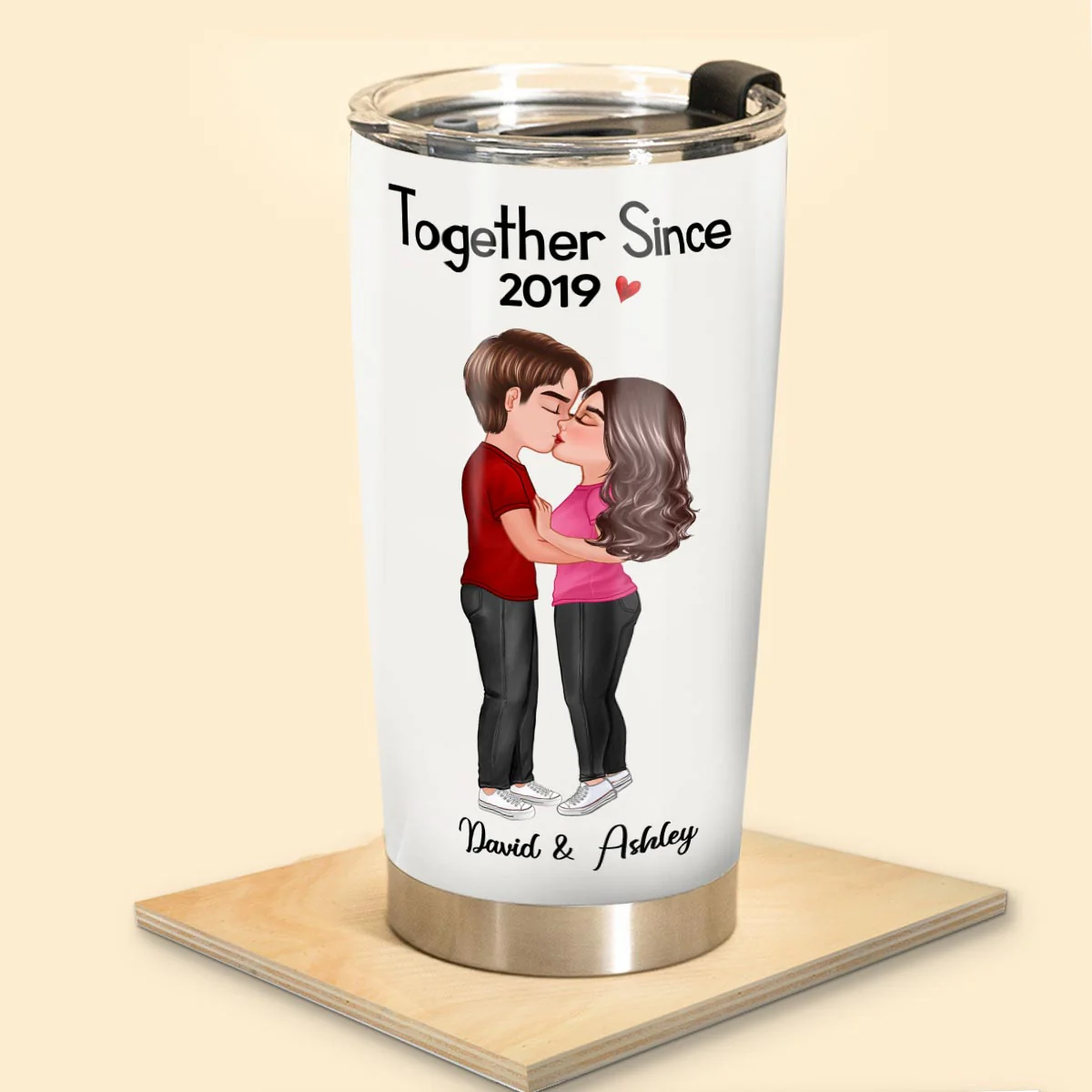 Doll Couple Kissing Gift For Him For Her Personalized Tumbler - Image 2