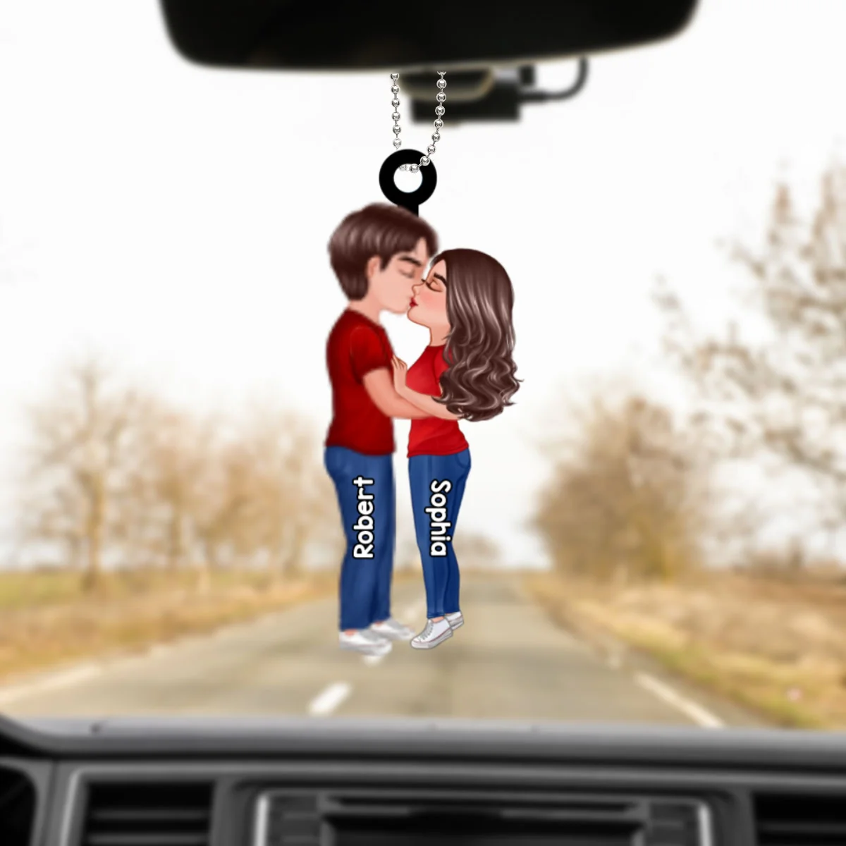 Doll Couple Kissing Gift For Him Gift For Her Car Hanging Ornament Personalized Acrylic Ornament - Image 3
