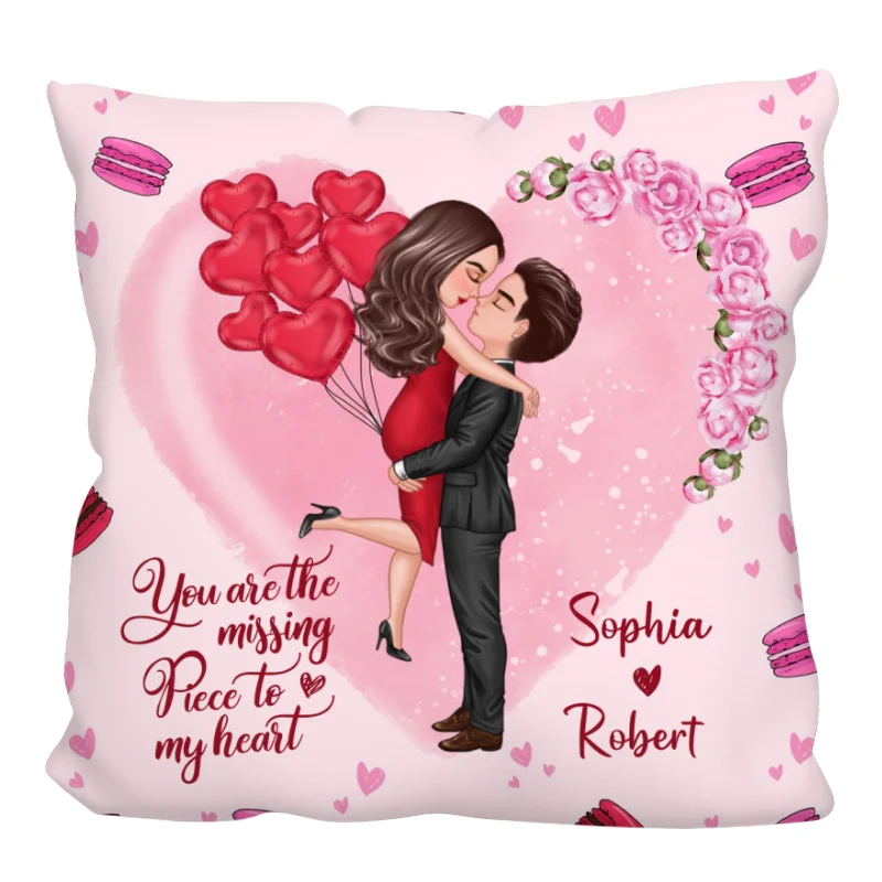 Doll Couple Kissing Hugging Personalized Pillow - Gift For Him Gift For Her - Image 3