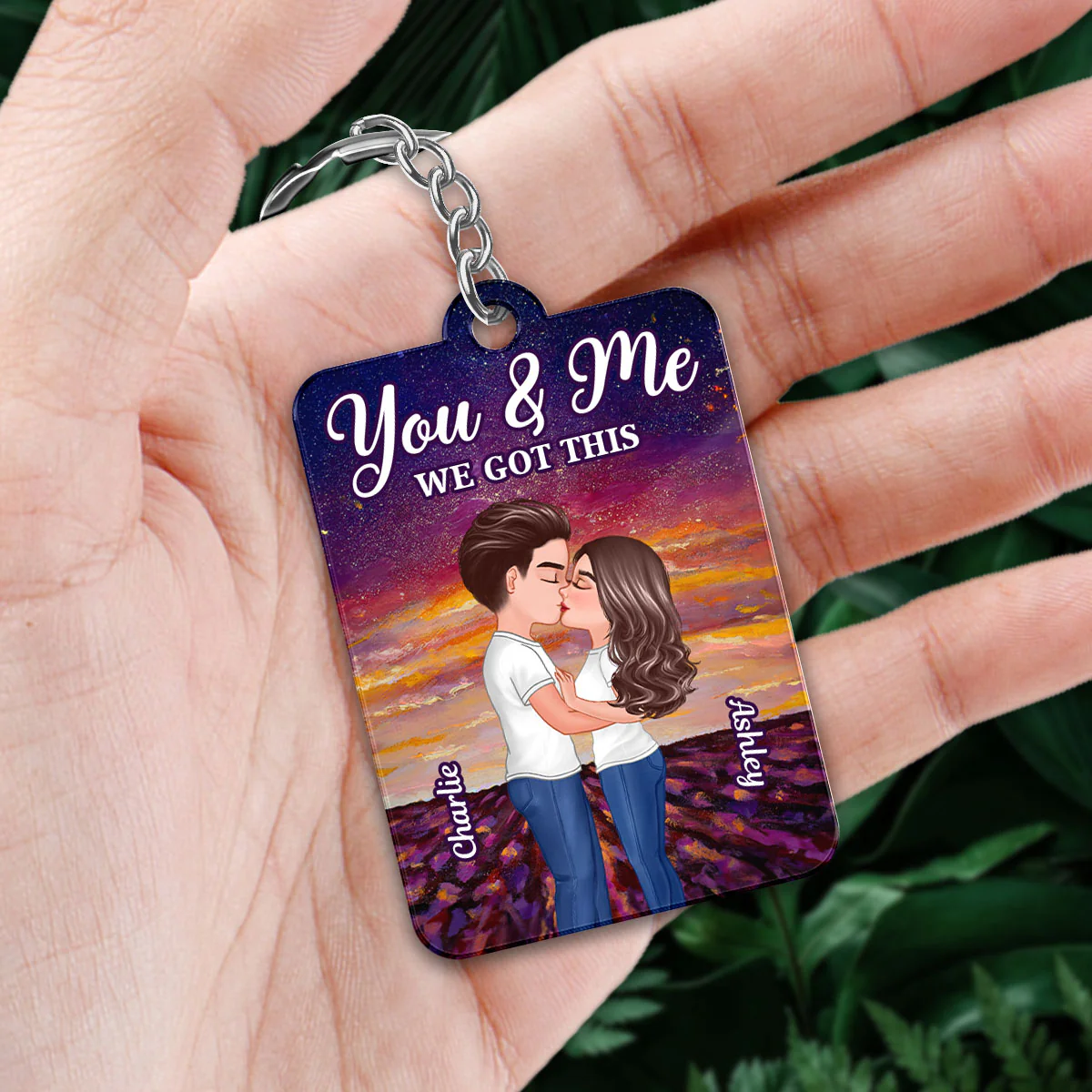 Doll Couple Kissing In Breaking Dawn Favorite Song QR Code Personalized Acrylic Keychain - Image 2