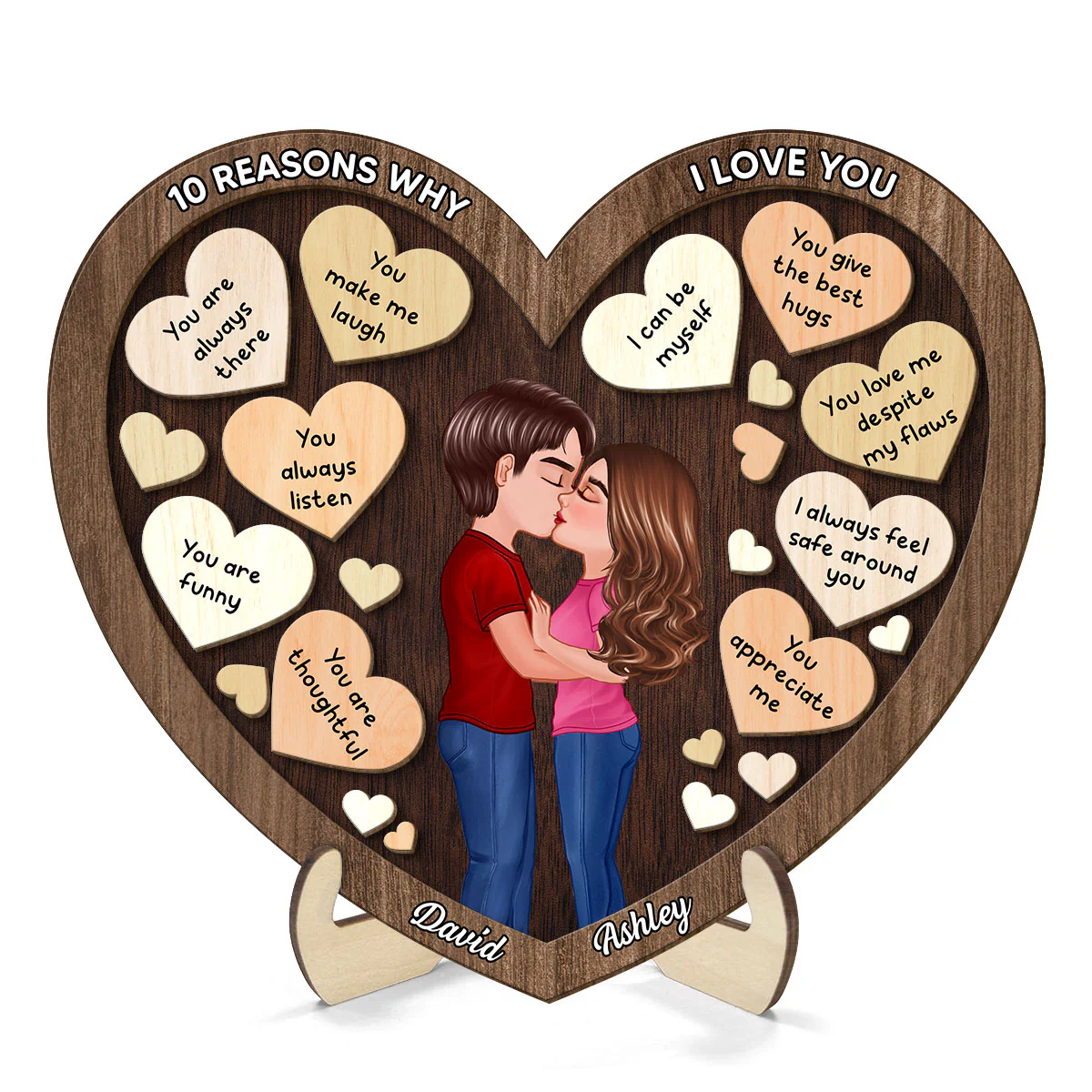 Doll Couple Kissing In Heart Reasons Why I Love You, Gift For Him, For Her