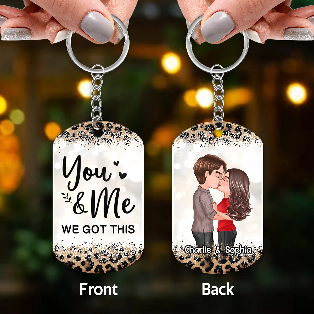 Doll Couple Kissing Leopard Pattern May Not Solve All Your Problem Personalized Acrylic Keychain - Image 3