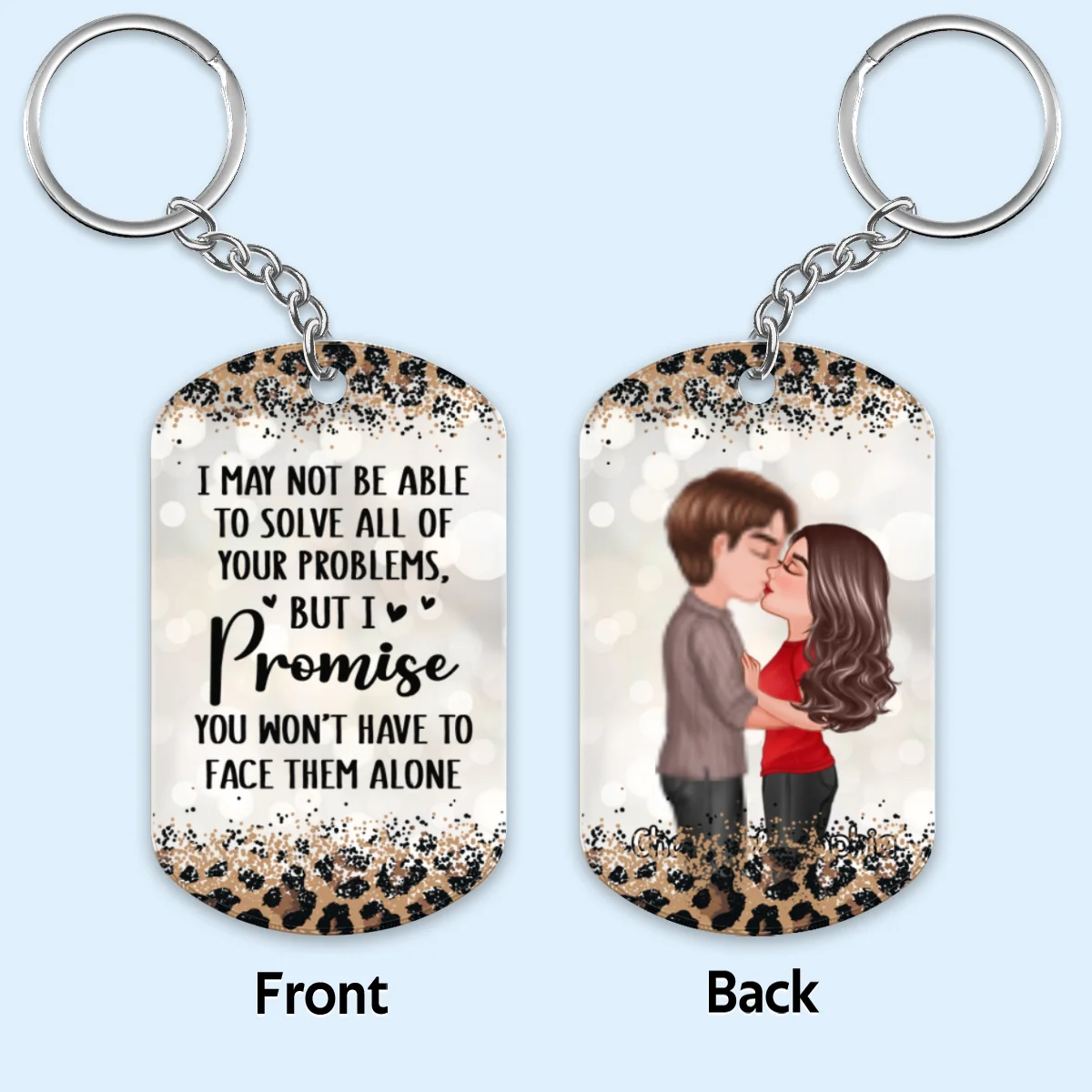 Doll Couple Kissing Leopard Pattern May Not Solve All Your Problem Personalized Acrylic Keychain - Image 4