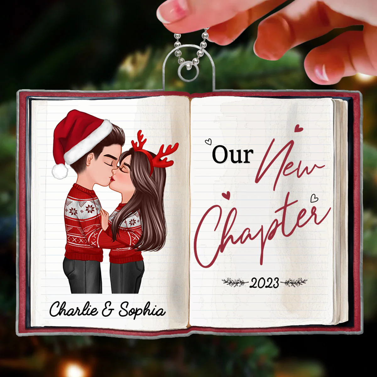 Doll Couple Kissing New Chapter Lovestory Personalized Acrylic Ornament - Image 3