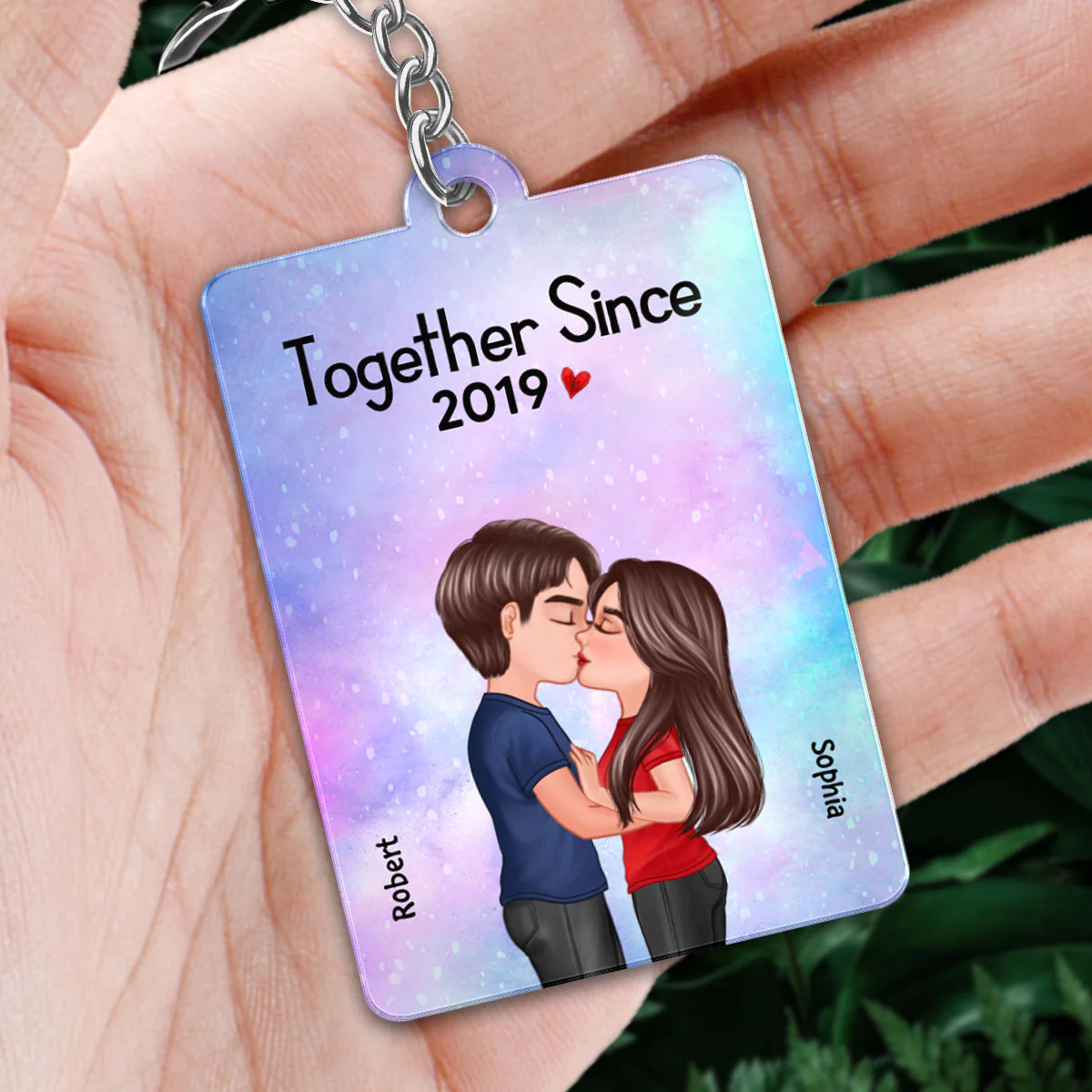Doll Couple Kissing Together Since Favorite Song Scannable QR Code - Personalized Acrylic Keychain - Image 2