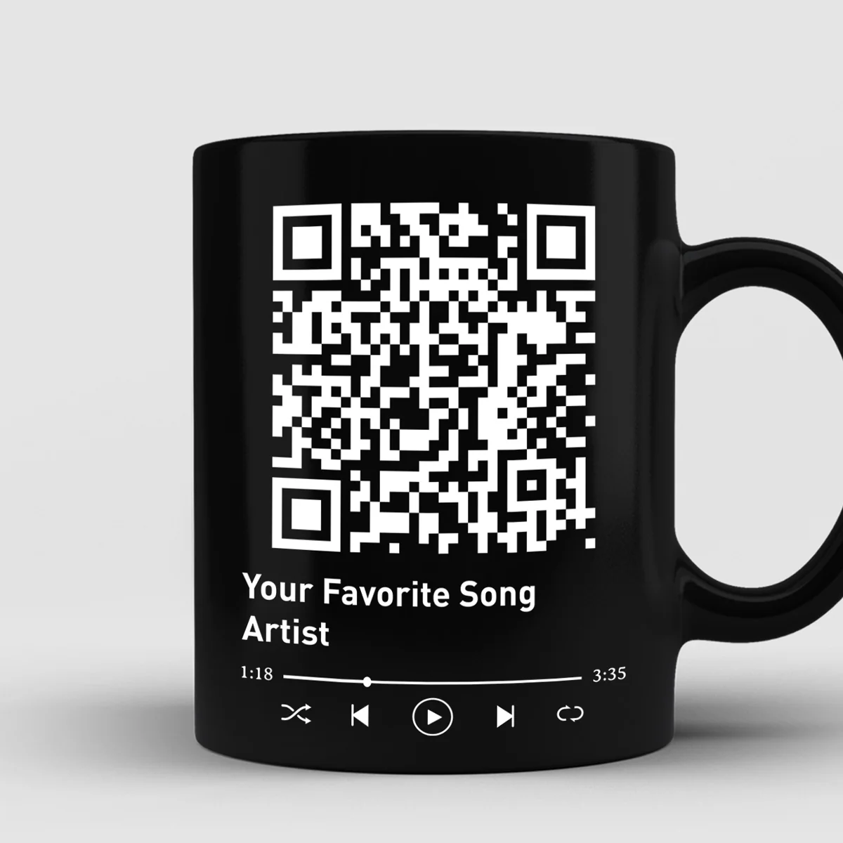 Doll Couple Kissing Under Star Night QR Code Calendar Personalized Black Mug - Image 3