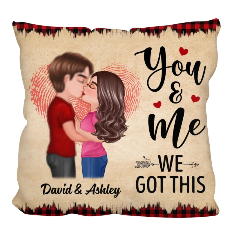 Doll Couple Kissing You & Me We Got This Personalized Pillow - Image 3