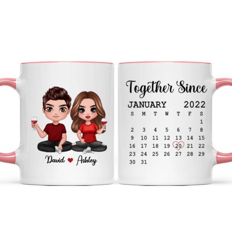 Doll Couple Sitting Anniversary Date Calendar Personalized Mug - Gift For Couple - Gift For Him - Gift For Her - Image 10