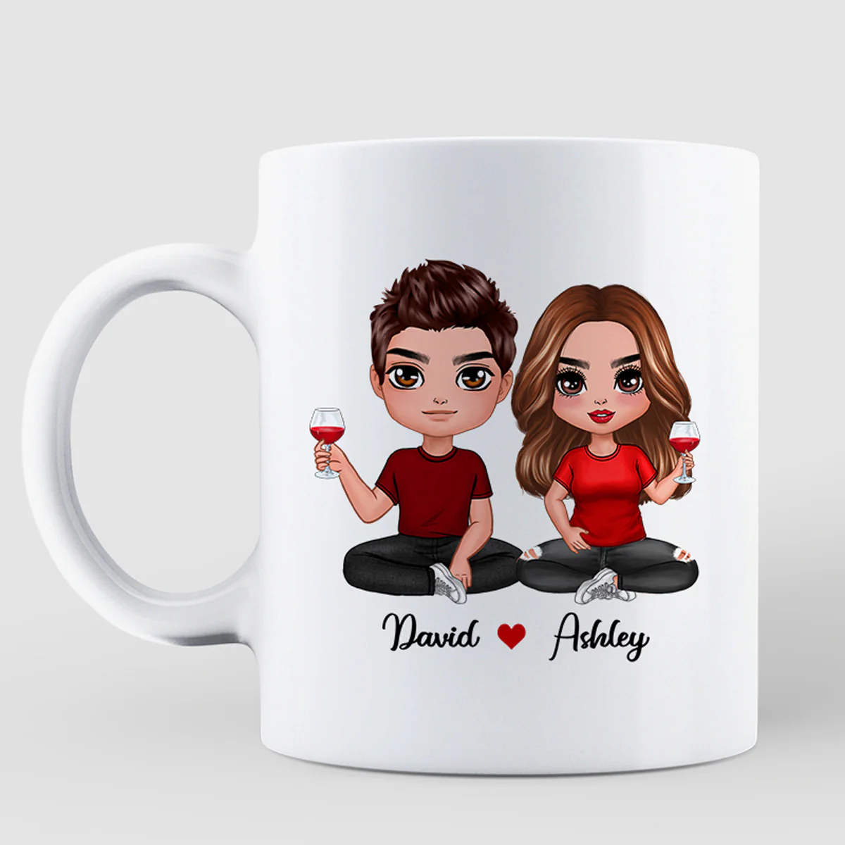 Doll Couple Sitting Anniversary Date Calendar Personalized Mug - Gift For Couple - Gift For Him - Gift For Her - Image 2