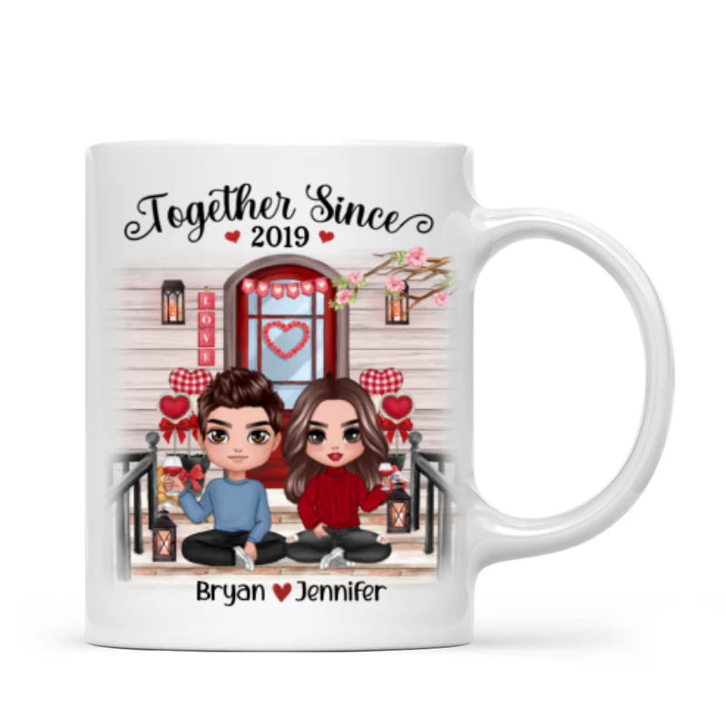 Doll Couple Sitting Front Porch Personalized Mug - Image 4