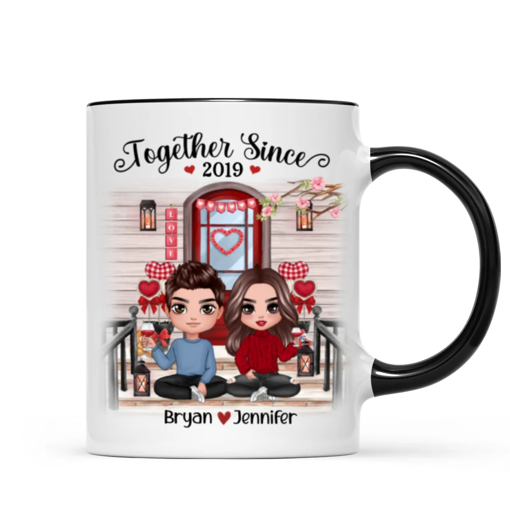Doll Couple Sitting Front Porch Personalized Mug - Image 5