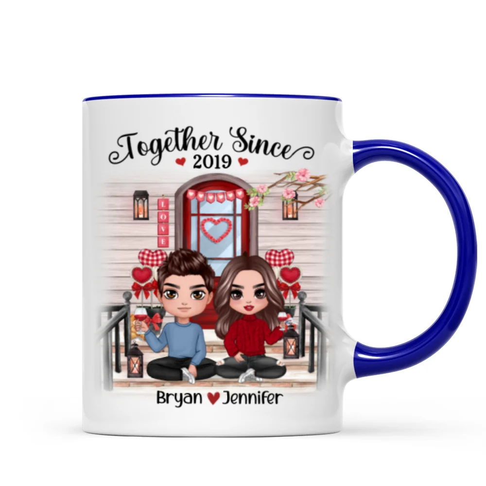 Doll Couple Sitting Front Porch Personalized Mug - Image 6