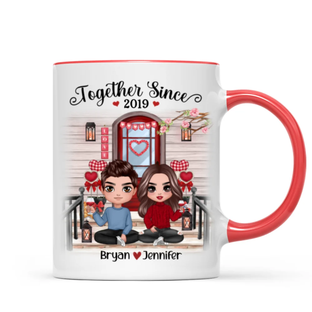 Doll Couple Sitting Front Porch Personalized Mug - Image 7