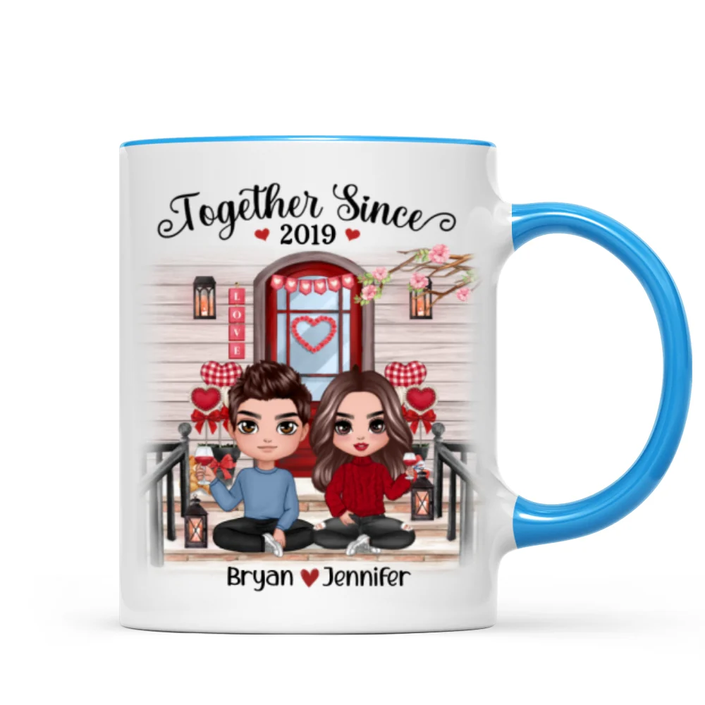 Doll Couple Sitting Front Porch Personalized Mug - Image 8