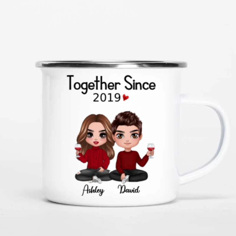 Doll Couple Sitting Gift For Him Gift For Her Personalized Campfire Mug - Image 3