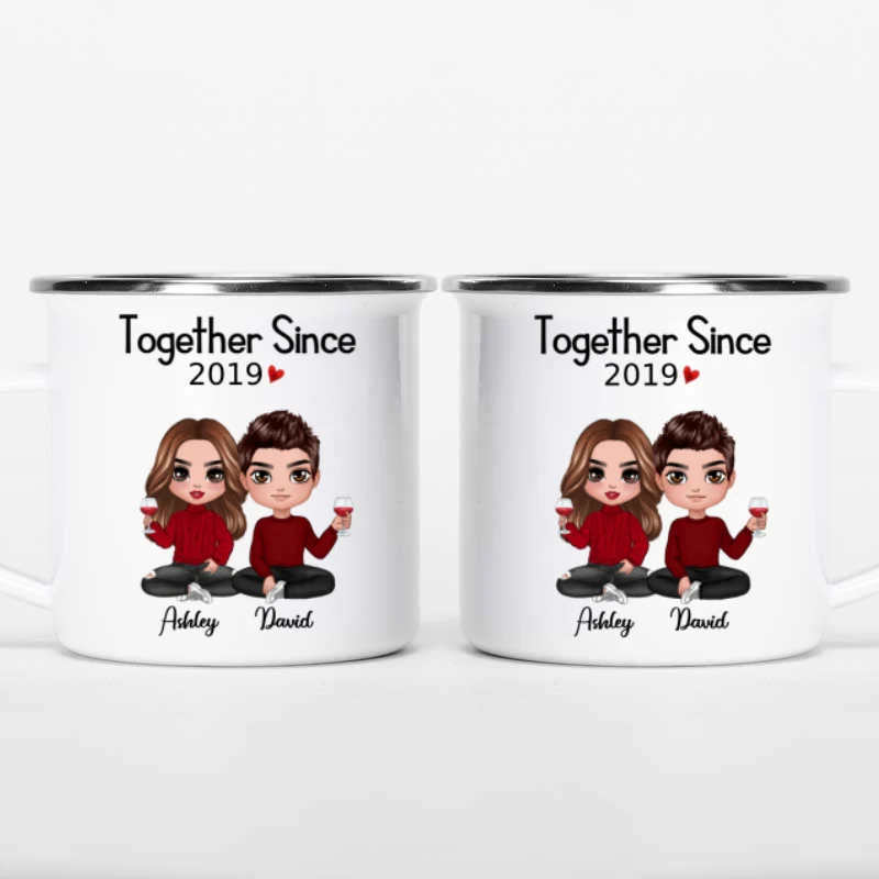 Doll Couple Sitting Gift For Him Gift For Her Personalized Campfire Mug - Image 4