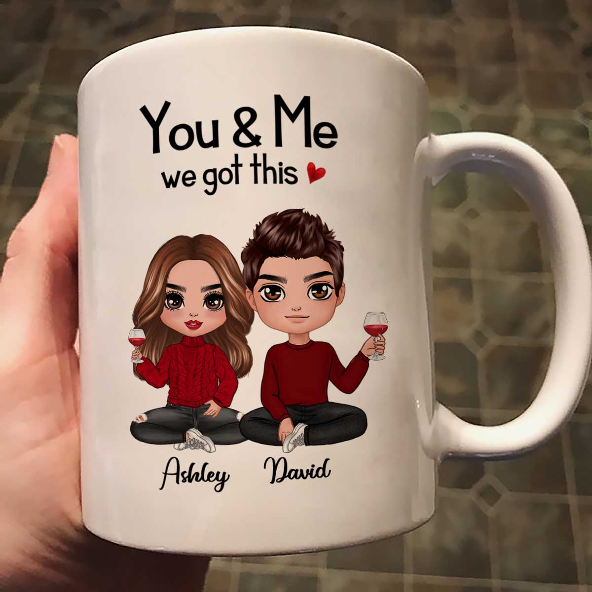 Doll Couple Sitting Gift For Him Gift For Her Personalized Mug - Image 2