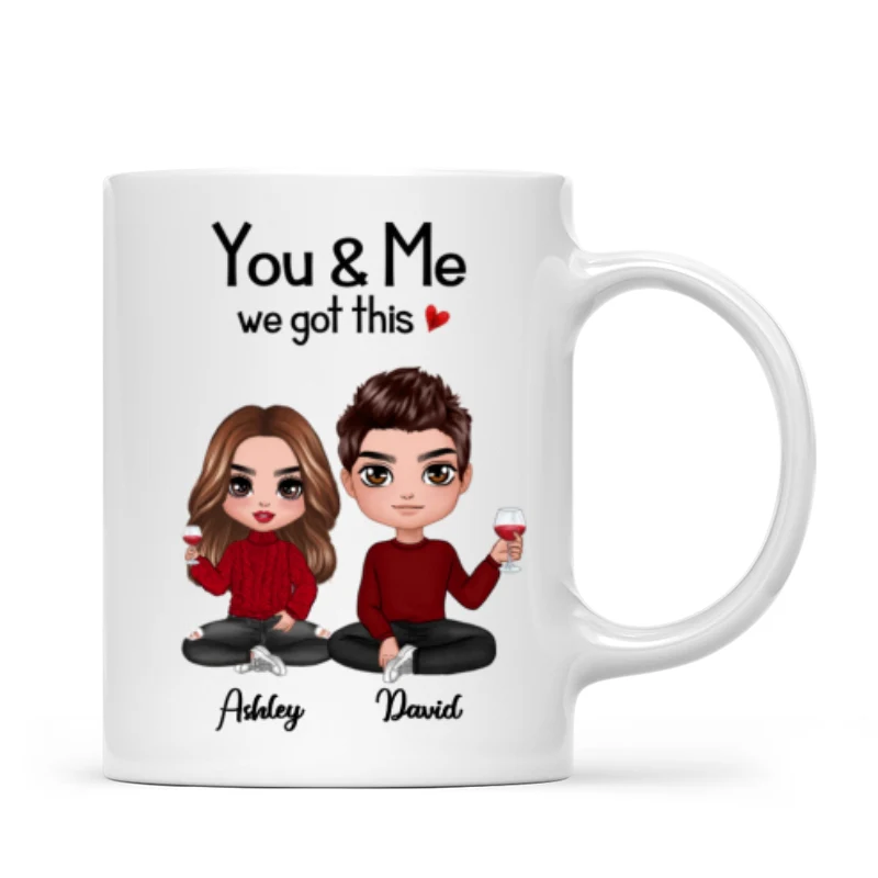 Doll Couple Sitting Gift For Him Gift For Her Personalized Mug - Image 4