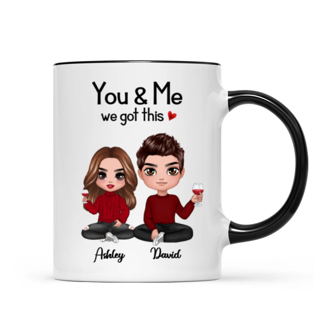 Doll Couple Sitting Gift For Him Gift For Her Personalized Mug - Image 5