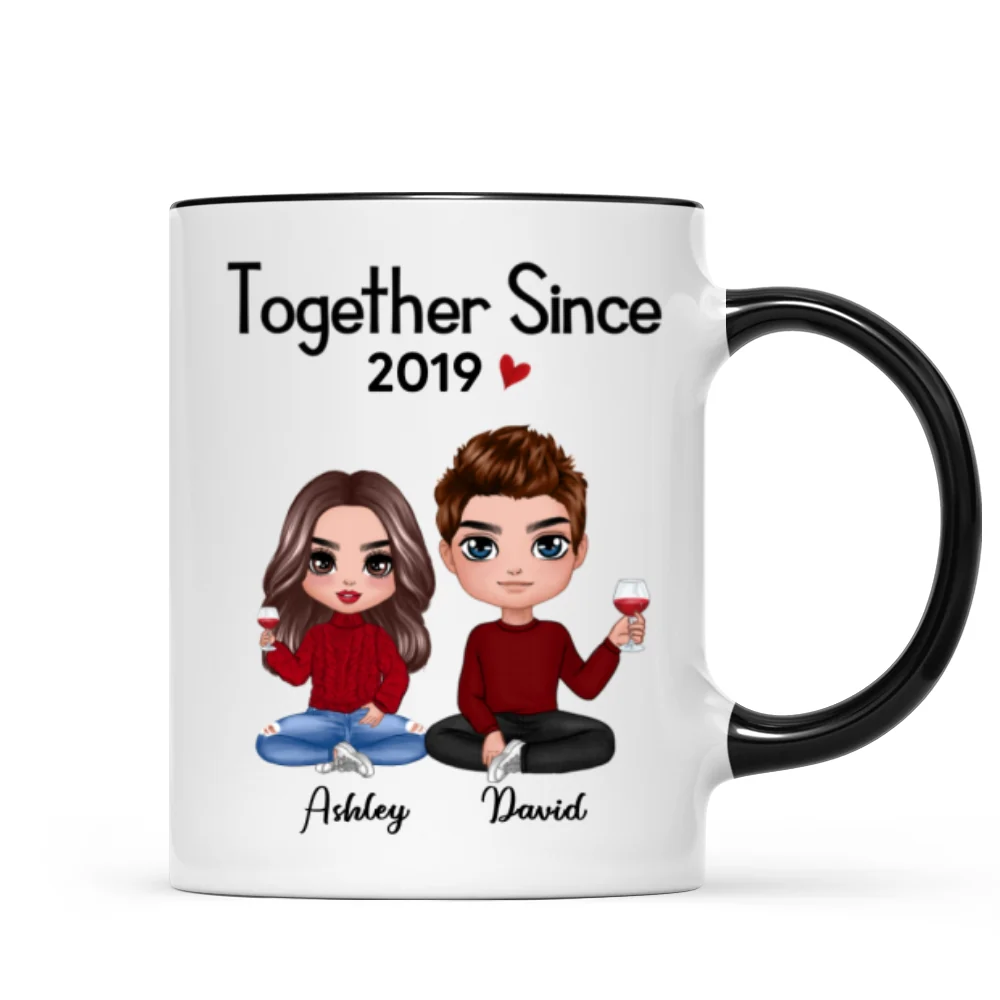 Doll Couple Sitting Gift For Him Gift For Her Personalized Mug - Image 2