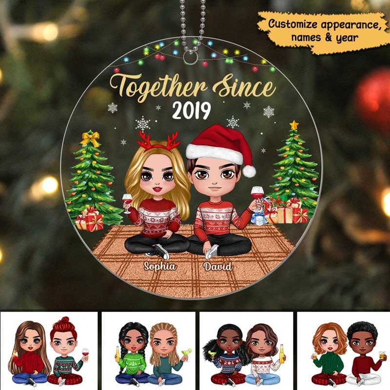 Doll Couple Sitting In House Personalized Acrylic Ornament - Image 2