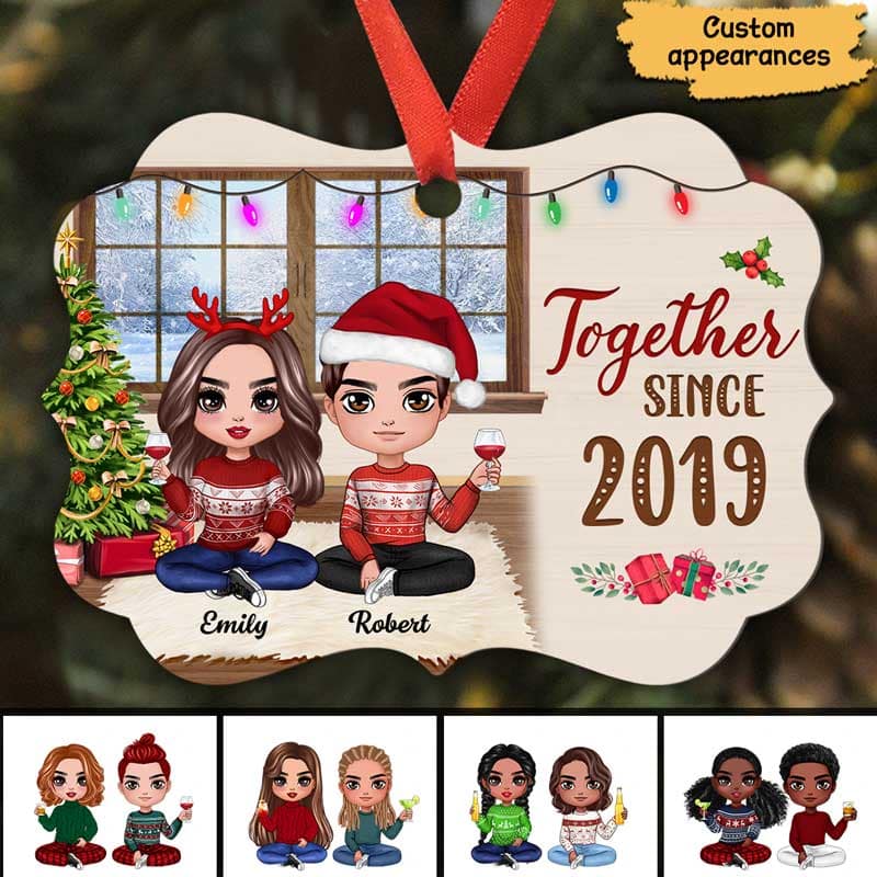 Doll Couple Sitting In House Personalized Christmas Ornament - Image 2