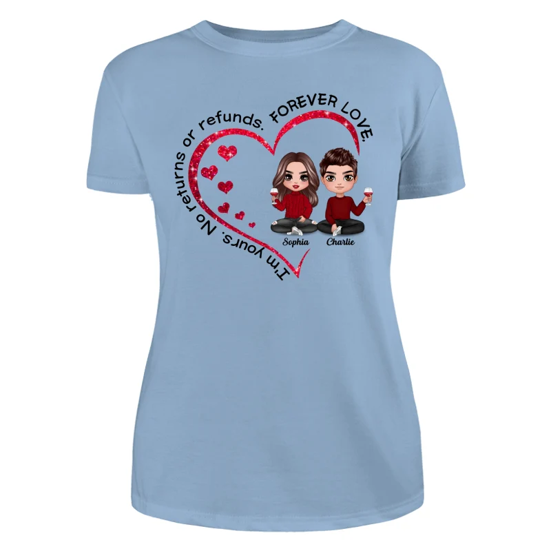 Doll Couple Sitting Inside Heart Valentine‘s Day Gift Personalized Shirt - Image 12
