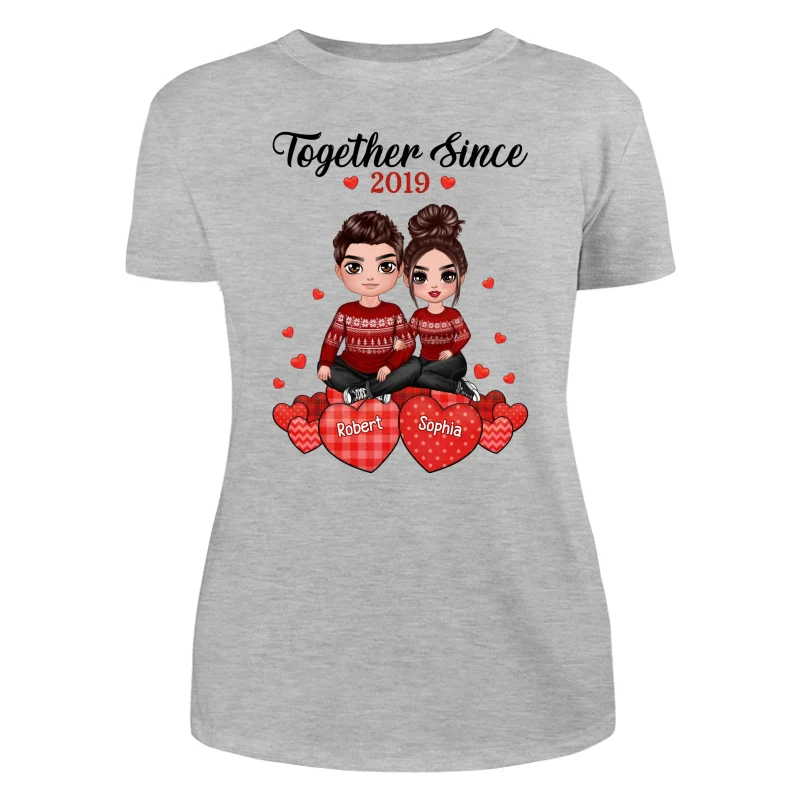 Doll Couple Sitting On Hearts Personalized Shirt - Image 10