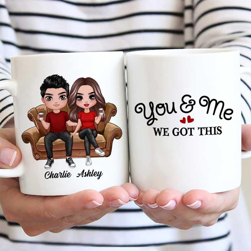 Doll Couple Sitting On Sofa Personalized Mug - Image 3