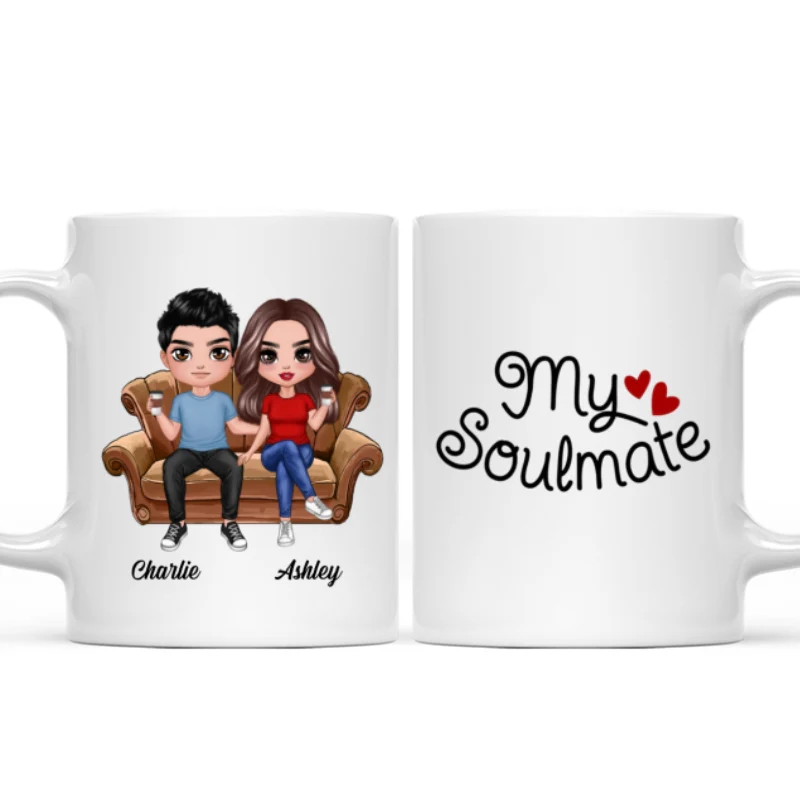 Doll Couple Sitting On Sofa Personalized Mug - Image 4