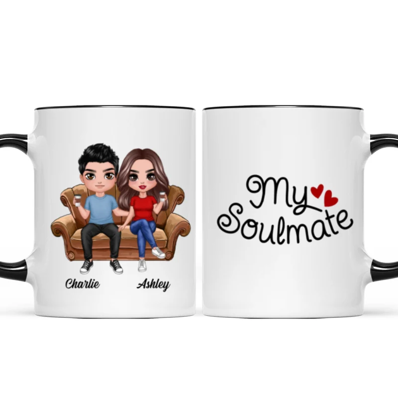 Doll Couple Sitting On Sofa Personalized Mug - Image 6