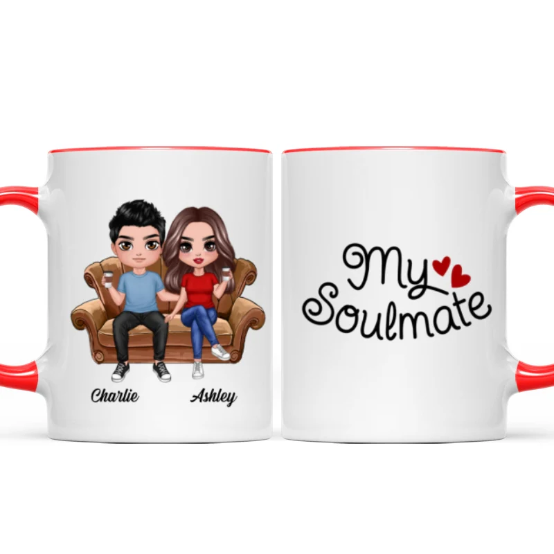 Doll Couple Sitting On Sofa Personalized Mug - Image 8