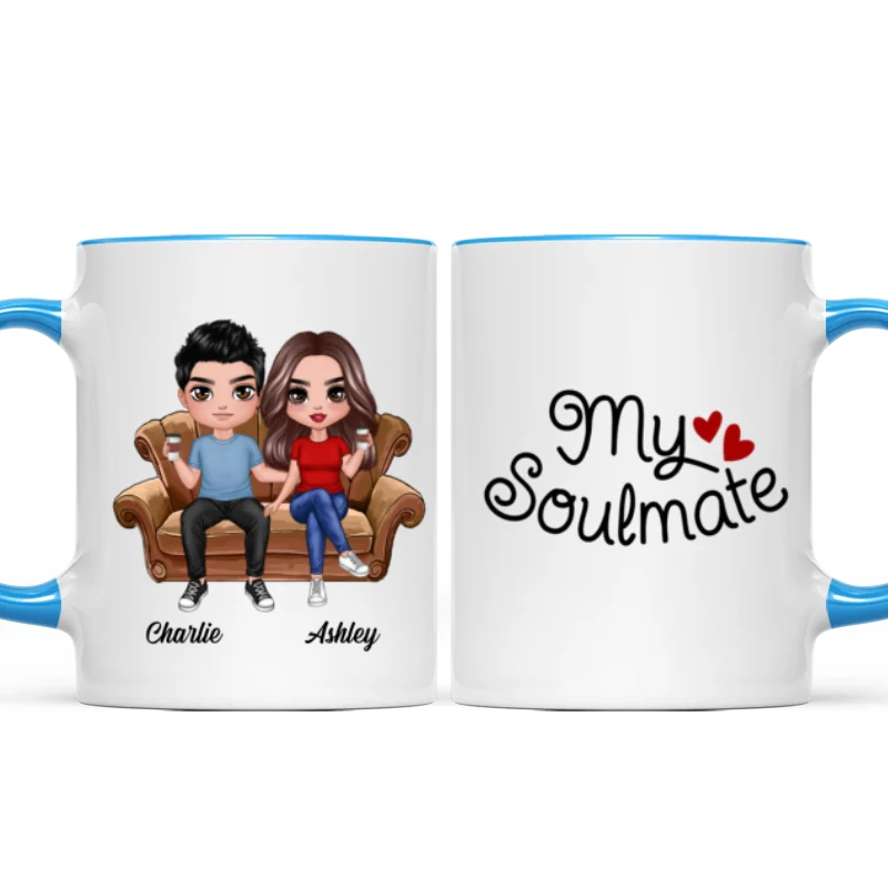 Doll Couple Sitting On Sofa Personalized Mug - Image 9