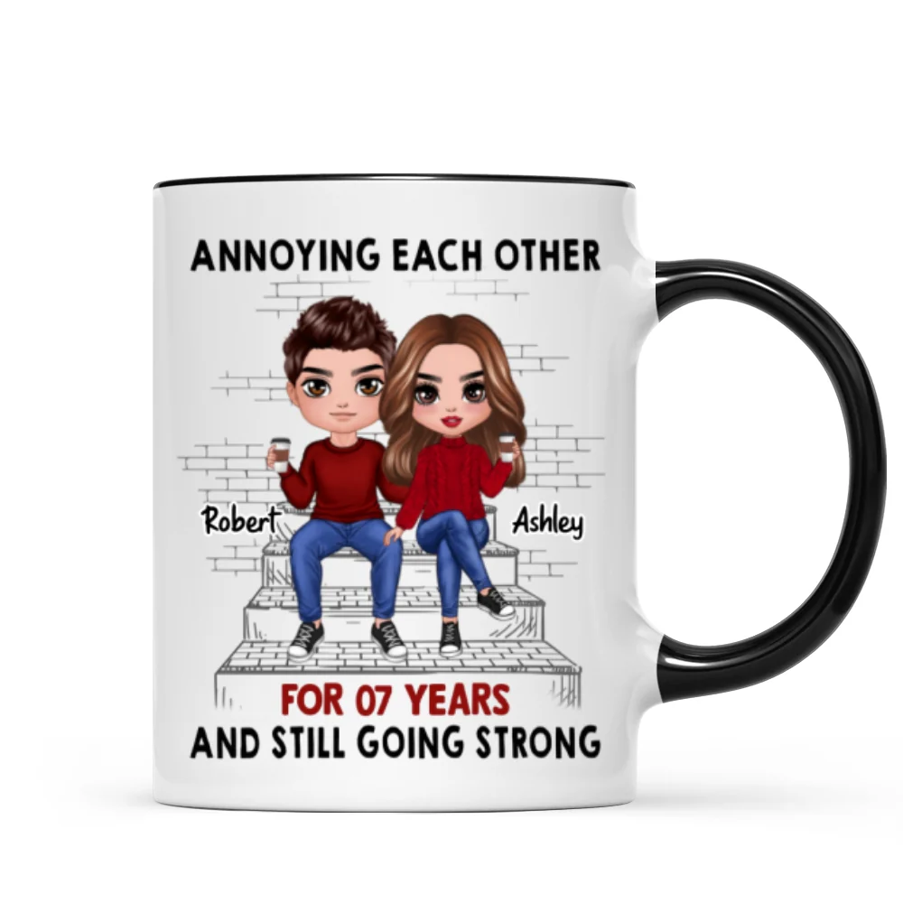 Doll Couple Sitting On Stair Personalized Mug - Image 4