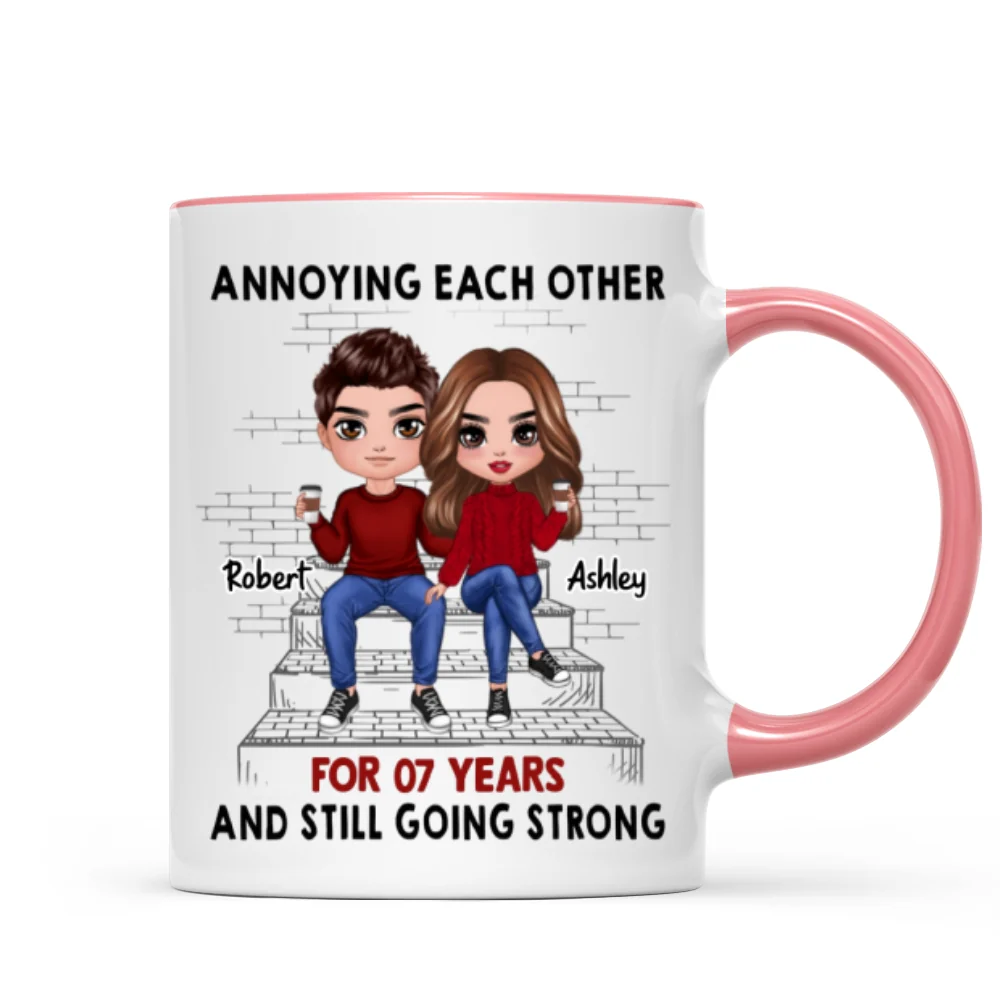 Doll Couple Sitting On Stair Personalized Mug - Image 8