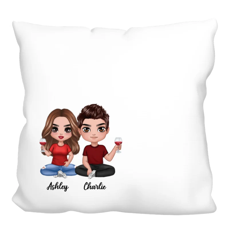 Doll Couple Sitting Skyline The Day I Met You Gift For Him For Her Personalized Pillow - Image 4