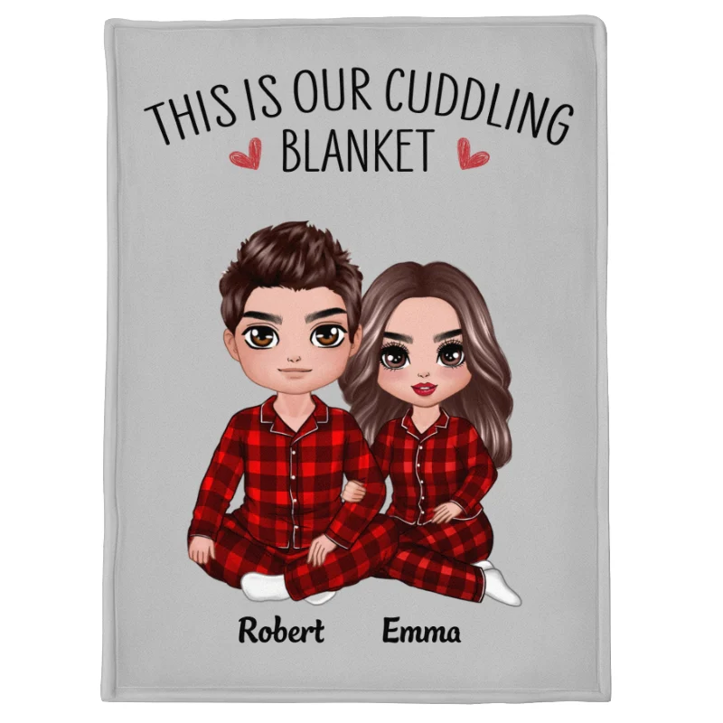 Doll Couple Sitting This Is Our Cuddling Personalized Fleece Blanket - Image 6