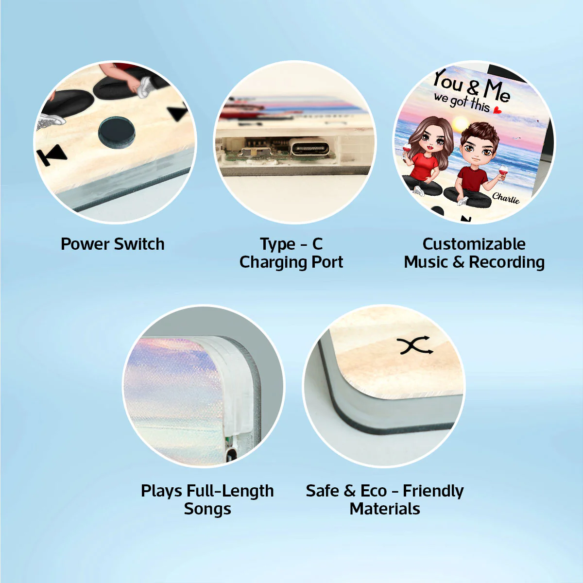 Doll Couple Sitting Together Since Favorite Song Personalized Music Fridge Magnet,  Gift For Couple - Image 10