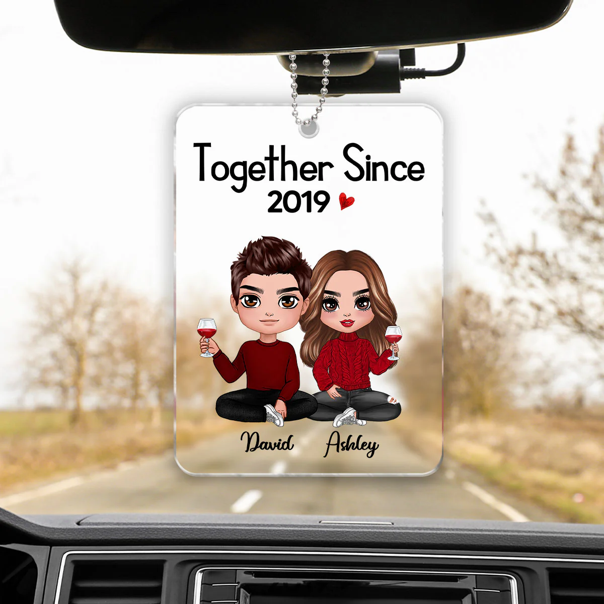 Doll Couple Sitting Together Since Personalized Acrylic Ornament - Anniversary Gift For Couple - Gift For Him, Gift For Her