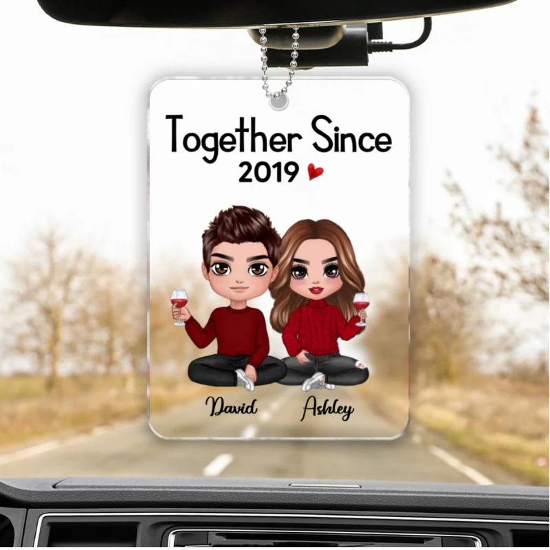 Doll Couple Sitting Together Since Personalized Acrylic Ornament - Anniversary Gift For Couple - Gift For Him, Gift For Her - Image 4