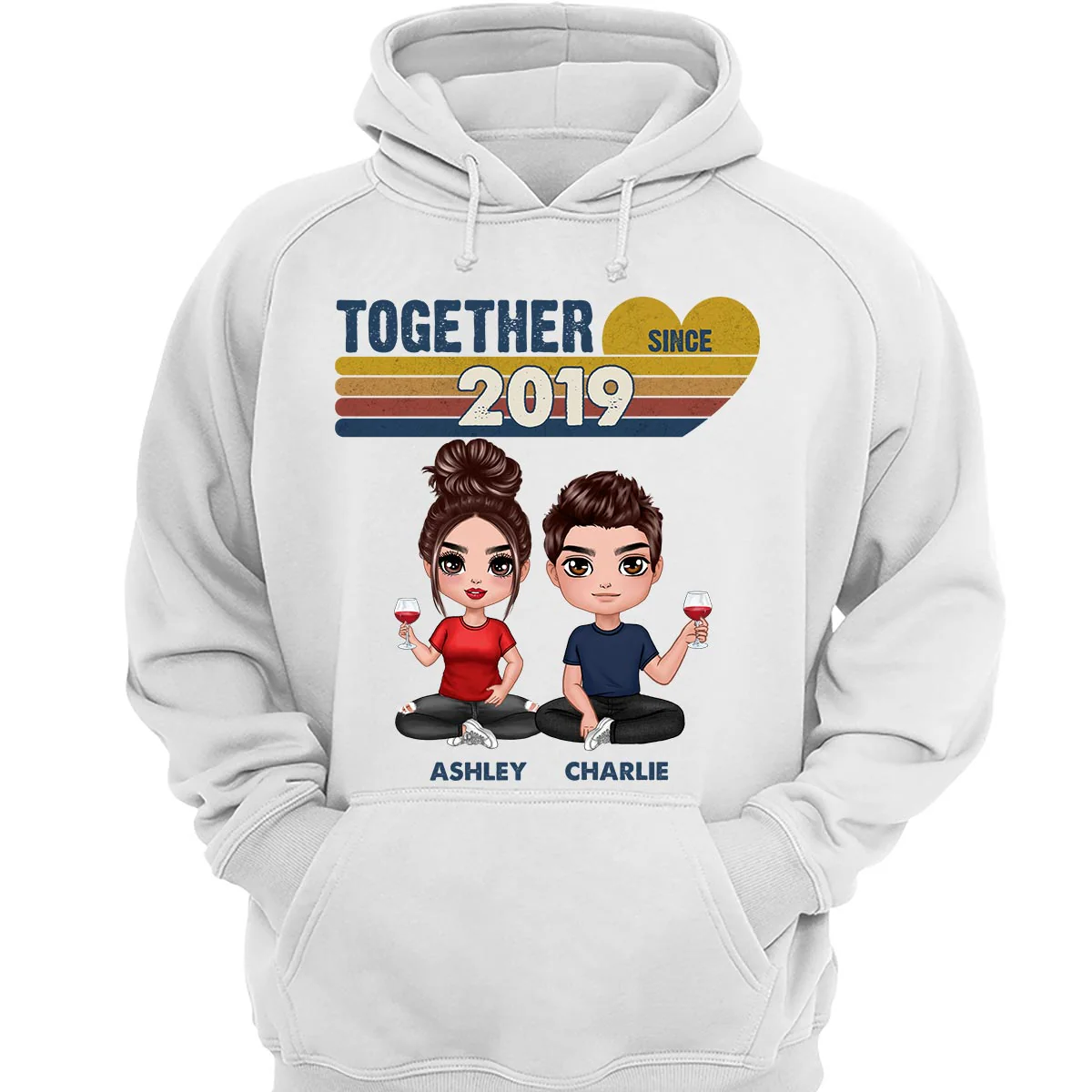 Doll Couple Sitting Together Since Retro Personalized Shirt - Gift For Him Gift For Her - Image 3