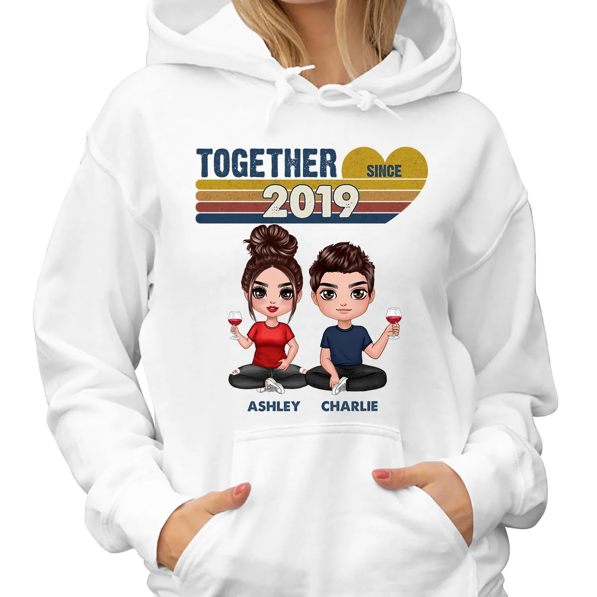 Doll Couple Sitting Together Since Retro Personalized Shirt - Gift For Him Gift For Her - Image 4