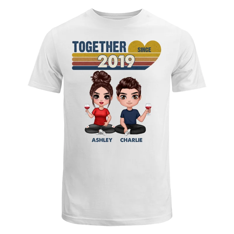 Doll Couple Sitting Together Since Retro Personalized Shirt - Gift For Him Gift For Her - Image 5