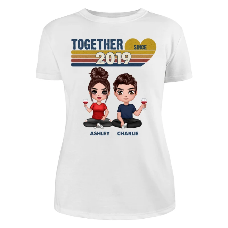 Doll Couple Sitting Together Since Retro Personalized Shirt - Gift For Him Gift For Her - Image 9