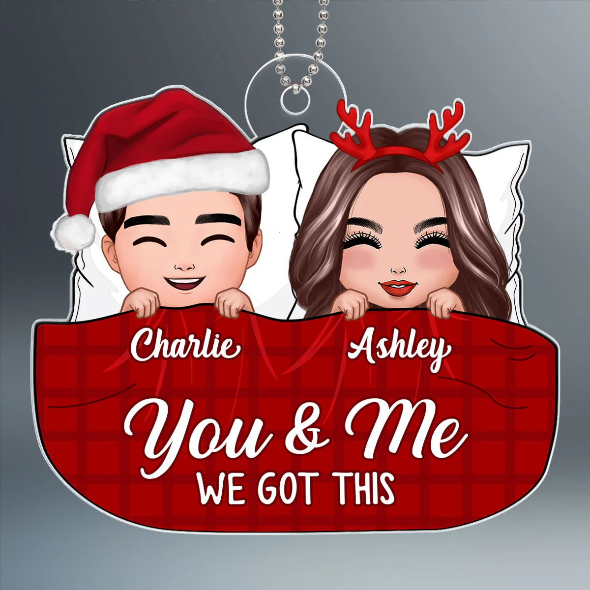 Doll Couple Sleeping On Bed Christmas Gift Personalized Acrylic Ornament - Image 2