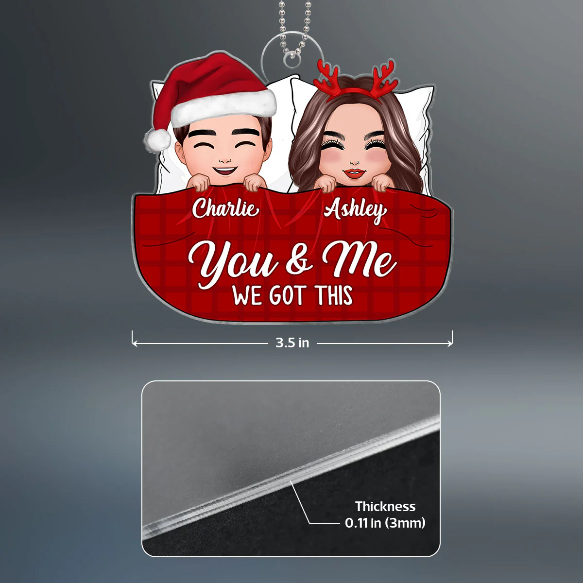 Doll Couple Sleeping On Bed Christmas Gift Personalized Acrylic Ornament - Image 4