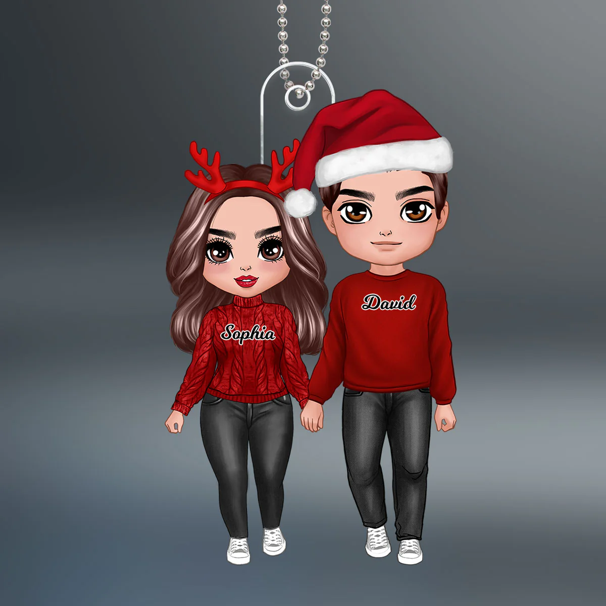 Doll Couple Standing Christmas Gift For Him For Her Personalized Acrylic Ornament - Image 2