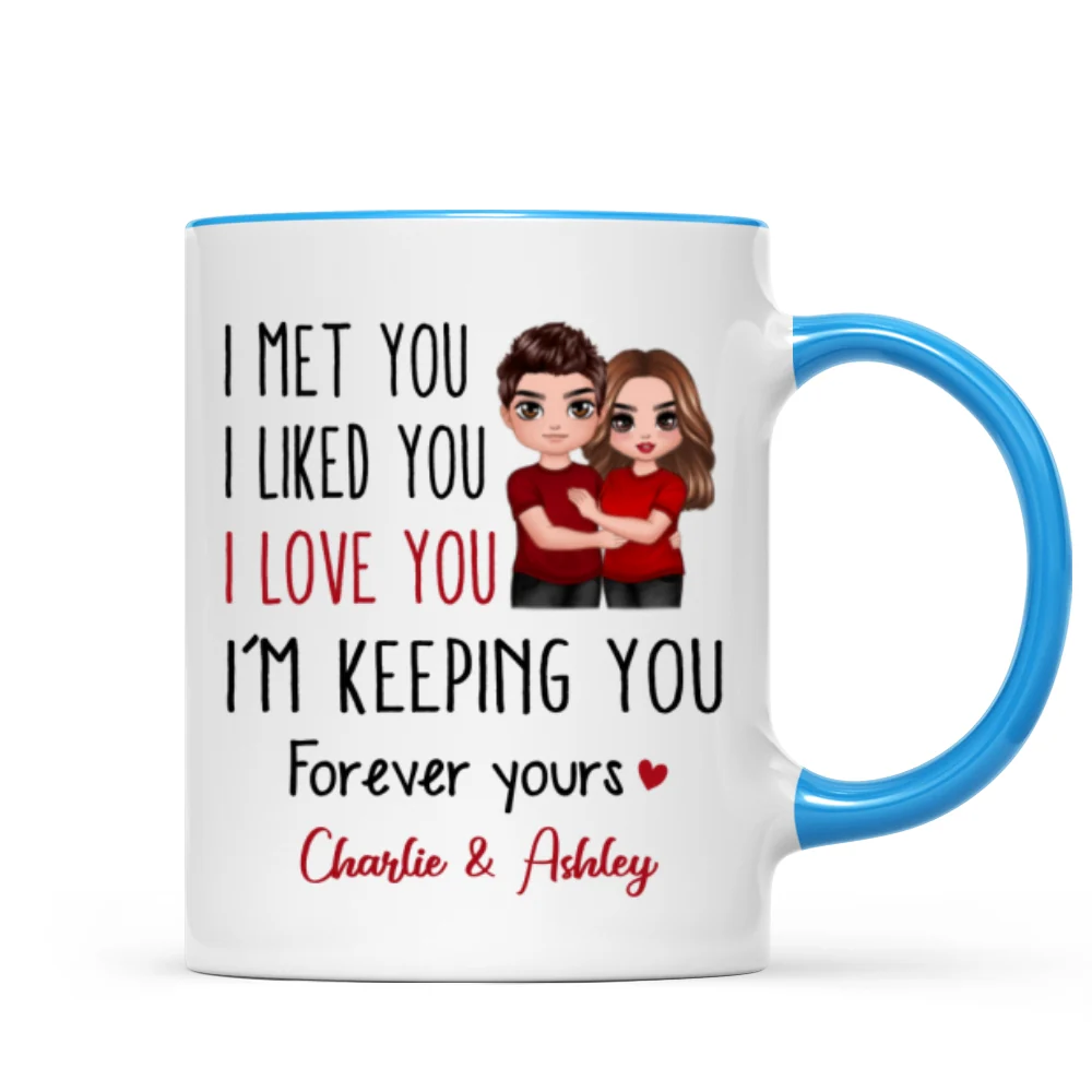 Doll Couple Standing Embracing I Met You I Love You Valentine‘s Anniversary Gift For Him For Her Personalized Mug - Image 8