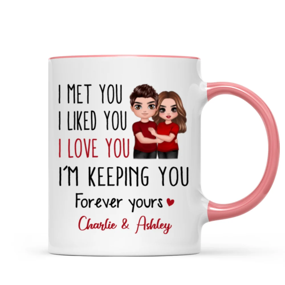 Doll Couple Standing Embracing I Met You I Love You Valentine‘s Anniversary Gift For Him For Her Personalized Mug - Image 9
