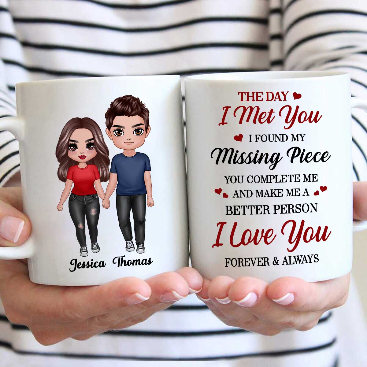 Doll Couple Standing Found My Missing Piece Gift For Him For Her Mug - Image 2
